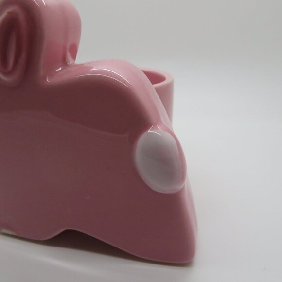 Ceramic Pink Bunny Rabbit Cotton Tail Planter Vase Tiny Small Size Garden Charm - Picture 3 of 10